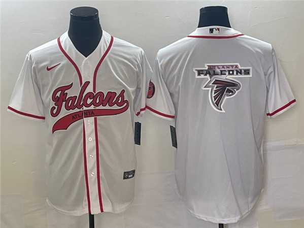 Men%27s Atlanta Falcons White Team Big Logo With Patch Cool Base Stitched Baseball Jersey